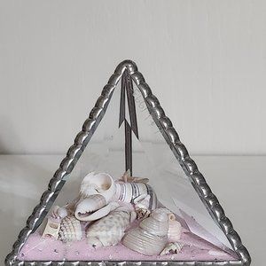 Beach Kaleidoscope Pyramid/ Beved Glass/ Beach Theme Table Art Decor 4"